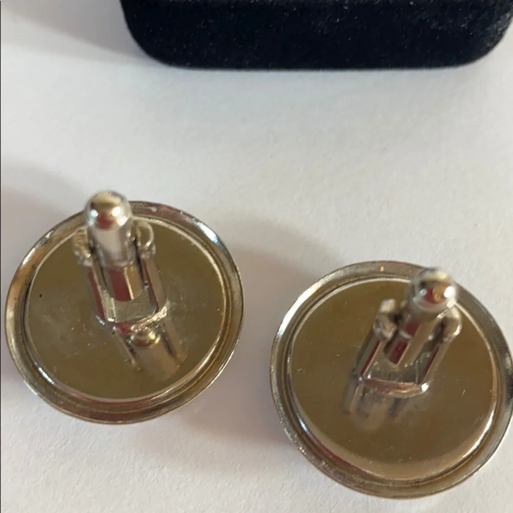 Vintage Silvertone Rhinestone Floral & Stars Cufflinks